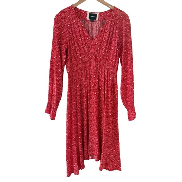 Anthropologie Dresses & Skirts - Anthropologie Maeve Red And White Floral Long Sleeve Dress S Small